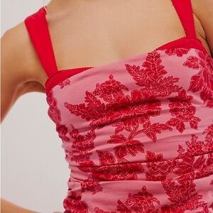NWT free people hot pink combo floral crop top size XL